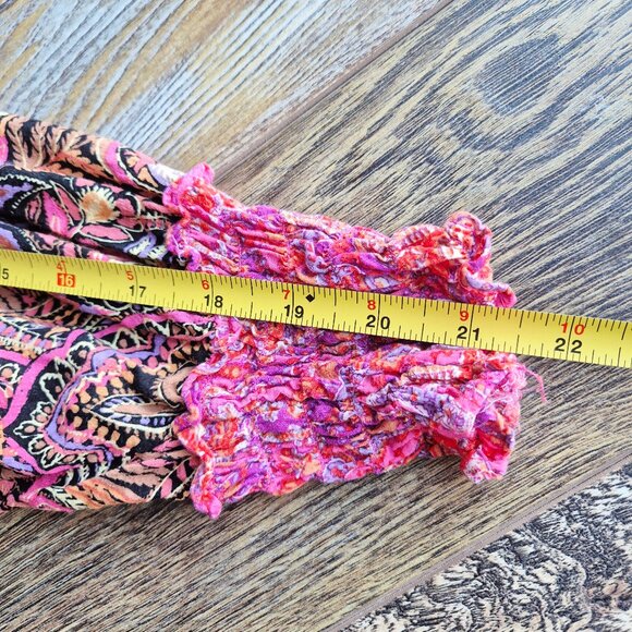 Free People Gemini Floral Paisley Mixed Patchwork Boho Blouse Button Oversize - Picture 13 of 15